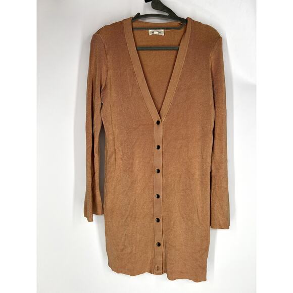 L'Agence Lucas longline cardigan tan M - Picture 4 of 8